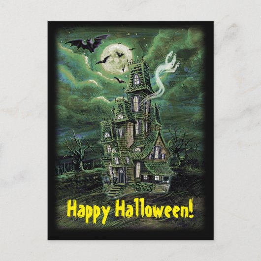 Haunted House Bat Briefkaart (Voorkant)