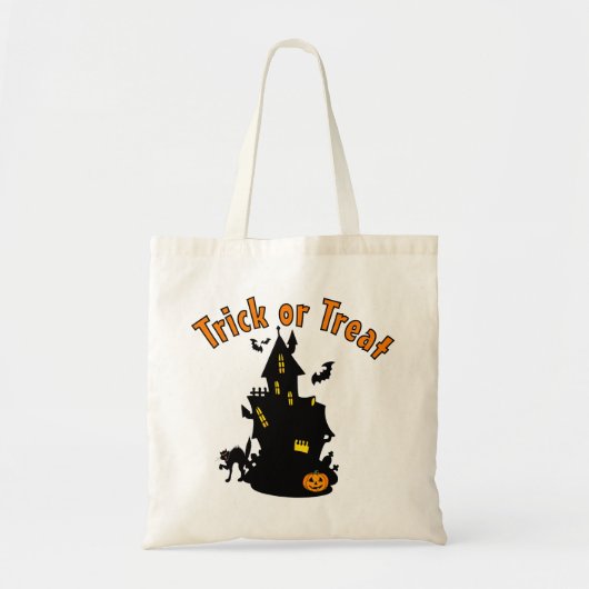 Haunted House Bats en Black Cat Trick or treat Tote Bag (Voorkant)