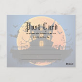 Haunted House Bats Graveyard Halloween Invitation Briefkaart (Achterkant)