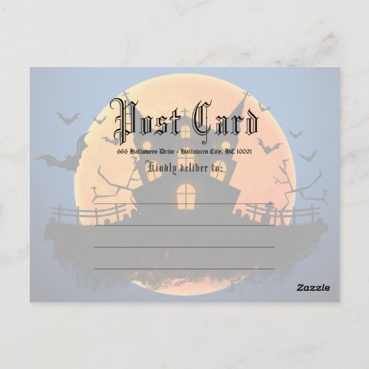 Haunted House Bats Graveyard Halloween Invitation Briefkaart (Achterkant)