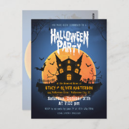 Haunted House Bats Graveyard Halloween Invitation Briefkaart