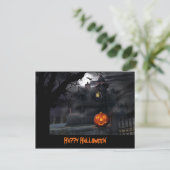 Haunted House Bats Pumpkin Halloween Uitnodiging (Staand voorkant)