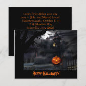 Haunted House Bats Pumpkin Halloween Uitnodiging (Voorkant / Achterkant)