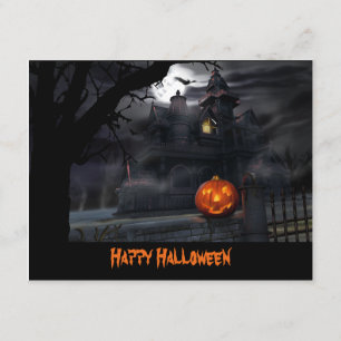 Haunted House Bats Pumpkin Halloween Uitnodiging