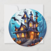 Haunted House Bats Pumpkins Halloween Kaart (Voorkant)