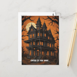 Haunted House bij Halloween Briefkaart
