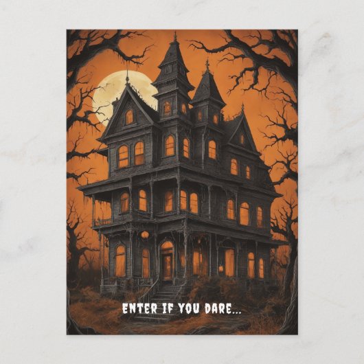 Haunted House bij Halloween Briefkaart (Voorkant)