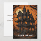 Haunted House bij Halloween Kaart (Voorkant / Achterkant)