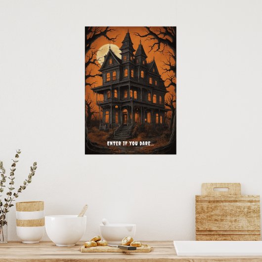 Haunted House bij Halloween Poster (Keuken)