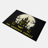 Haunted House, Cemetery & Pumpkins - Halloween Deurmat (Schuin)