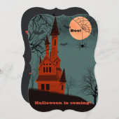 Haunted House Custom Text Spooky Fun Kaart (Voorkant / Achterkant)
