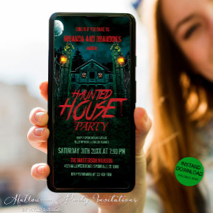 Haunted House Digitale Halloween Feestuitnodiging Save The Date
