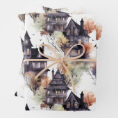 Haunted House Elegant Halloween Inpakpapier Vel (In situ)