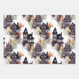 Haunted House Elegant Halloween Inpakpapier Vel