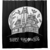 Haunted House en Bats Halloween Douchegordijn (Voorkant)