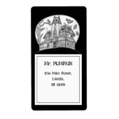 Haunted House en Bats Halloween Etiket (Voorkant)