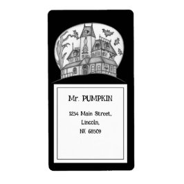Haunted House en Bats Halloween Etiket