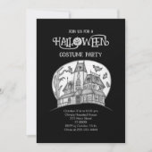 Haunted House en Bats Halloween Kaart (Voorkant)