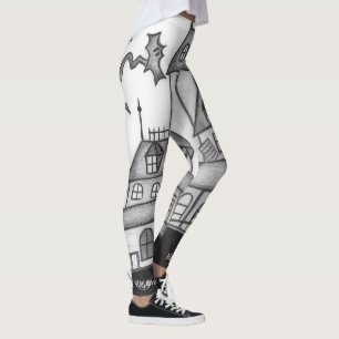Haunted House en Bats Halloween Leggings