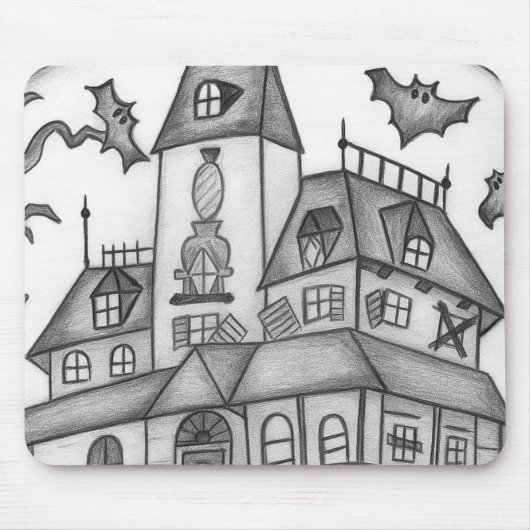 Haunted House en Bats Halloween Muismat (Voorkant)
