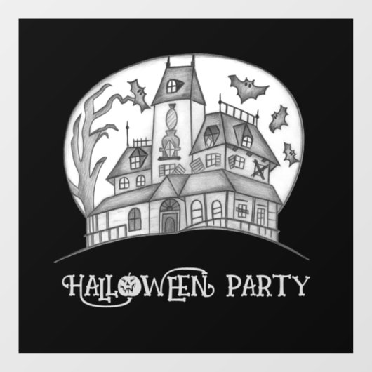 Haunted House en Bats Halloween Raamsticker (Vel)