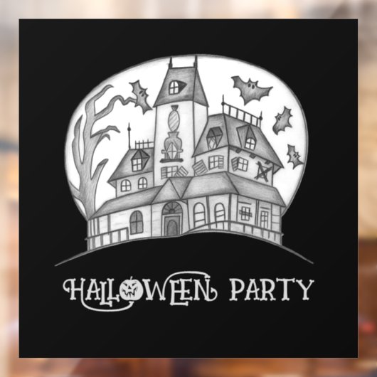 Haunted House en Bats Halloween Raamsticker (Vel 2)