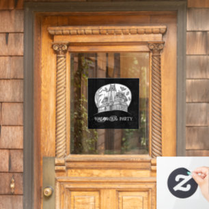 Haunted House en Bats Halloween Raamsticker