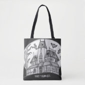Haunted House en Bats Halloween Tote Bag (Voorkant)