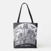 Haunted House en Bats Halloween Tote Bag (Achterkant)