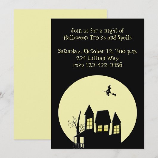 Haunted House en Flying Witch Kaart (Voorkant / Achterkant)