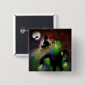 Haunted House en Monster Vierkante Button 5,1 Cm (Voorkant /achterkant)