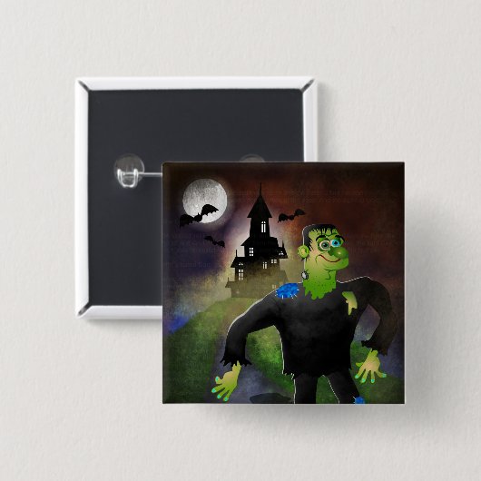 Haunted House en Monster Vierkante Button 5,1 Cm (Voorkant /achterkant)
