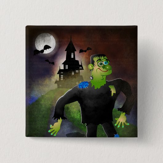 Haunted House en Monster Vierkante Button 5,1 Cm (Voorkant)
