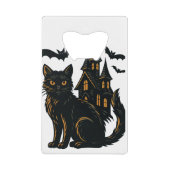 Haunted House en zwarte kat Creditkaart Flessenopener (Voorkant)