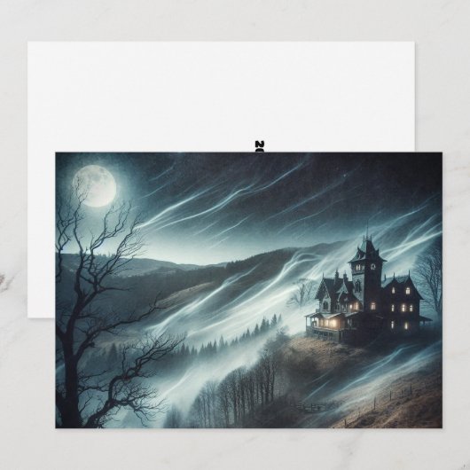 Haunted House Feestdagenkaart (Voorkant / Achterkant)