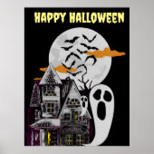 Haunted House & Flying Bats Halloween Posters (Voorkant)