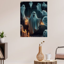 Haunted House & Flying Bats Halloween Posters