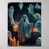 Haunted House & Flying Bats Halloween Posters (Voorkant)