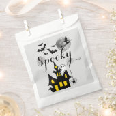 Haunted House Flying Witch Spooky Halloween Bedankzakje (Geknipt)