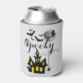 Haunted House Flying Witch Spooky Halloween Blikjeskoeler (Blikje Voorkant)