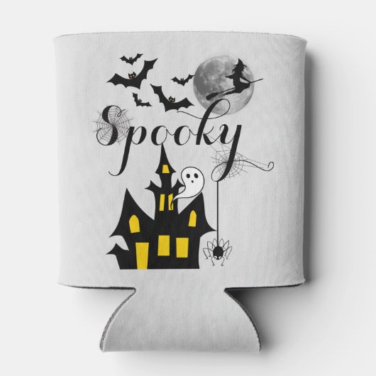 Haunted House Flying Witch Spooky Halloween Blikjeskoeler (Achterkant)