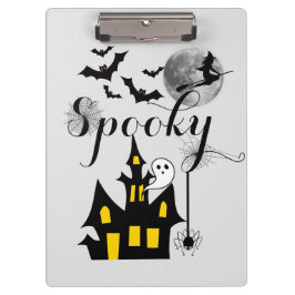 Haunted House Flying Witch Spooky Halloween Klembord