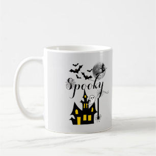 Haunted House Flying Witch Spooky Halloween Koffiemok