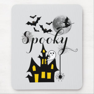 Haunted House Flying Witch Spooky Halloween Muismat