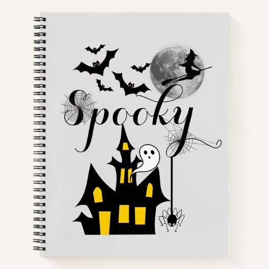 Haunted House Flying Witch Spooky Halloween Notitieboek (Voorkant)