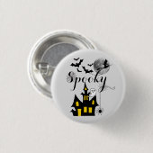 Haunted House Flying Witch Spooky Halloween Ronde Button 3,2 Cm (Voorkant /achterkant)