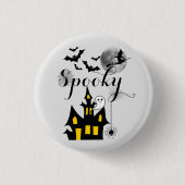 Haunted House Flying Witch Spooky Halloween Ronde Button 3,2 Cm (Voorkant)