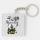 Haunted House Flying Witch Spooky Halloween Sleutelhanger (Achterkant)