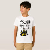 Haunted House Flying Witch Spooky Halloween T-shirt (Voorkant volledig)