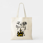 Haunted House Flying Witch Spooky Halloween Tote Bag (Achterkant)
